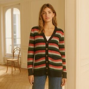 Cabincore Anthropologie Moth Jamison Striped Button Down Cardigan